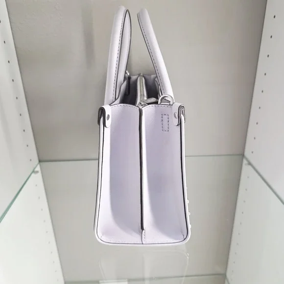 MICHAEL KORS MAPLE STUD OPTIC LAVANDER LEATHER MEDIUM SATCHEL BAG - Picture 6 of 10